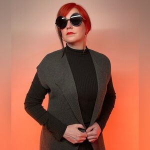 MAX STUDIO / Dark Charcoal Gray Sweater Duster / Small